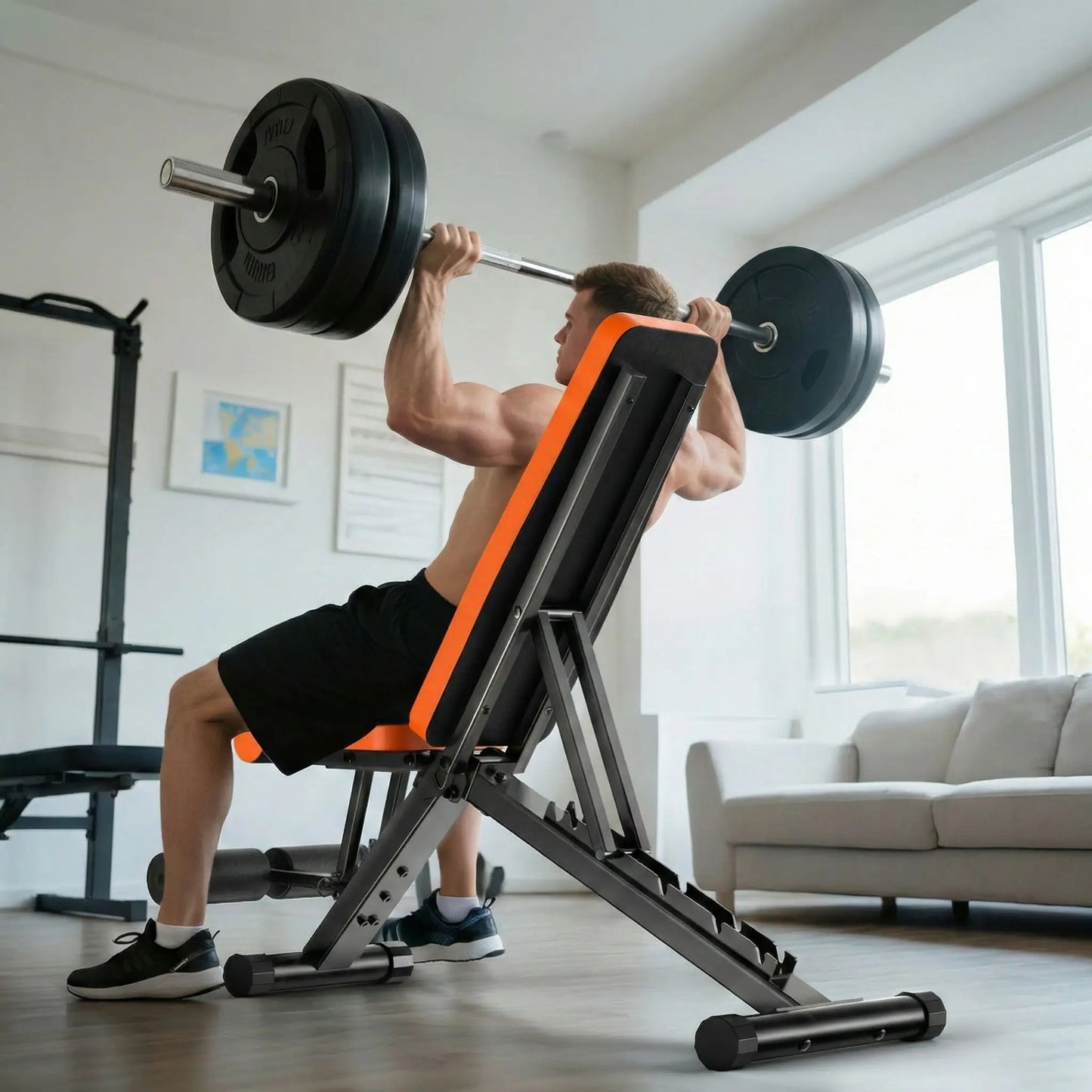 athlete soulevant charge lourde sur banc de musculation