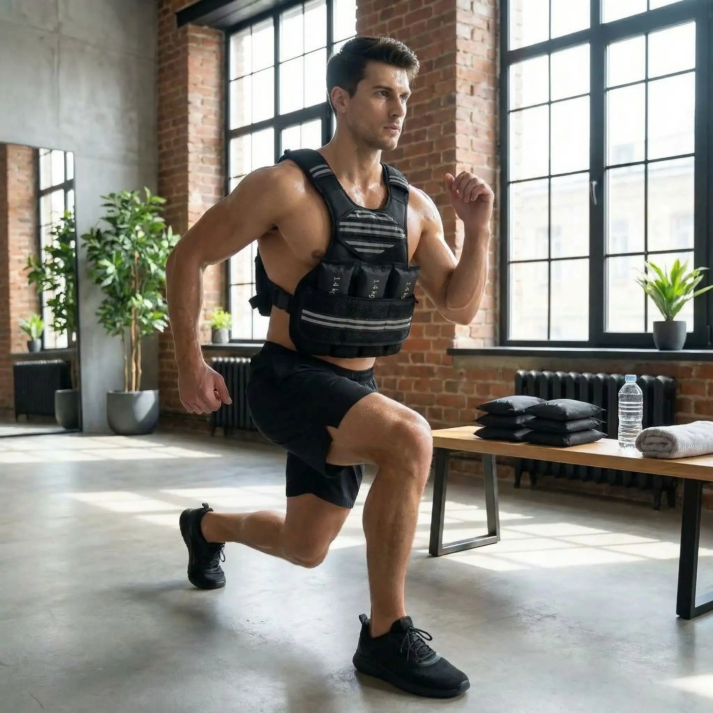 homme exercice résistance portant gilet leste