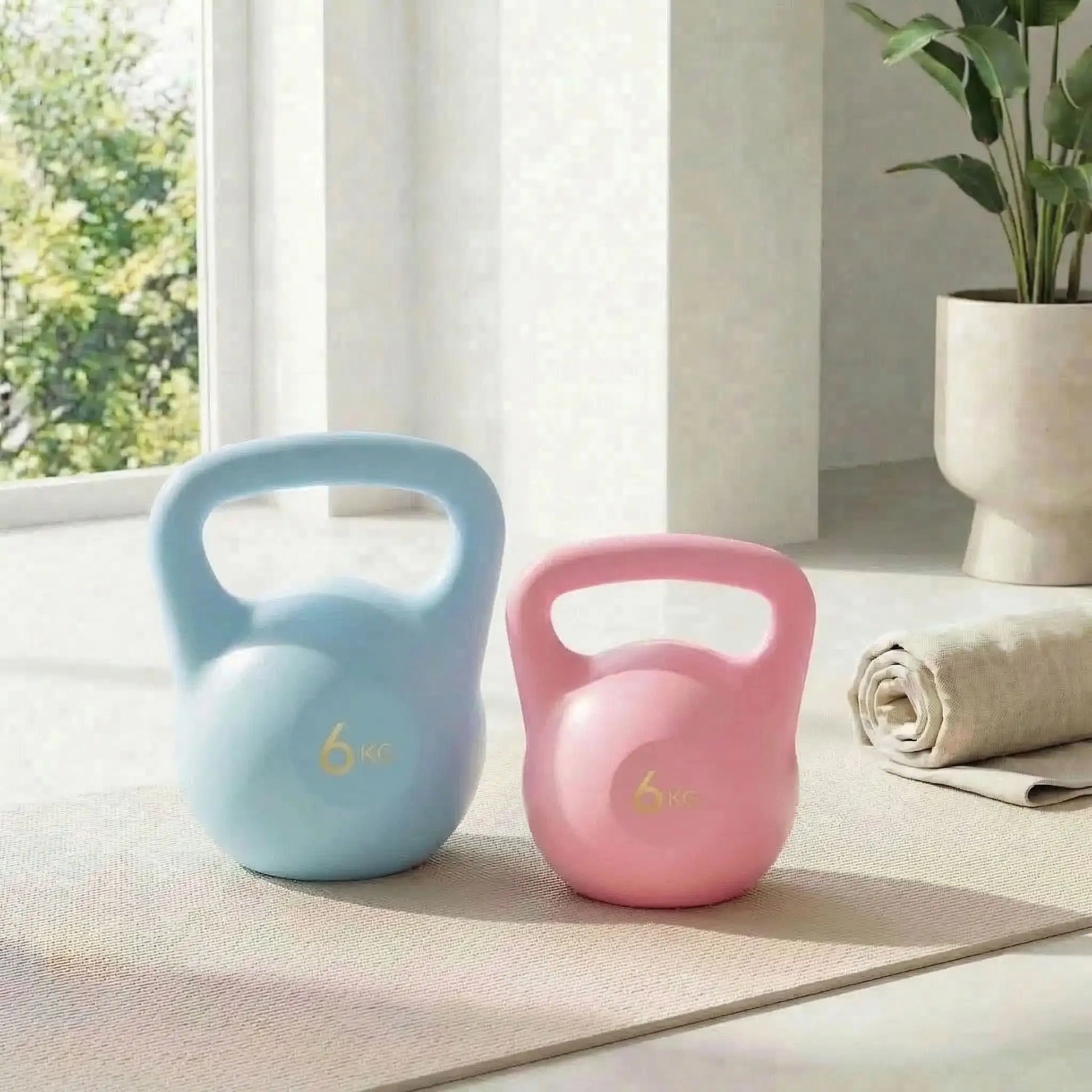 Kettlebells rose bleu 6kg