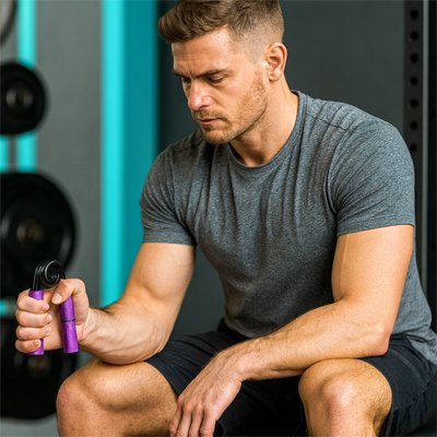 athlète exercice avant bras avec hands grip 