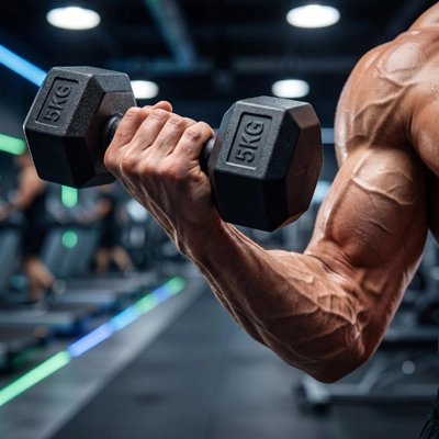 athlète exercice biceps avec haltères