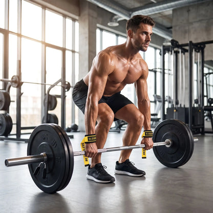 athlete souleve poids avec sangle salle de sport
