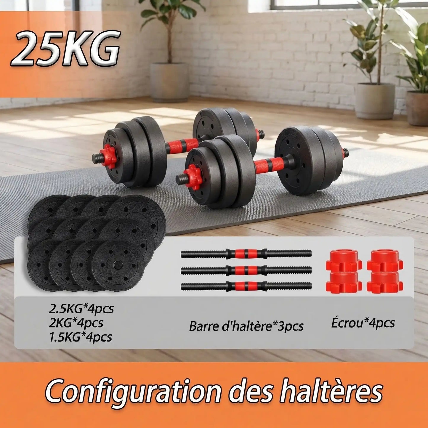 configuration des haltere reglable 25kg