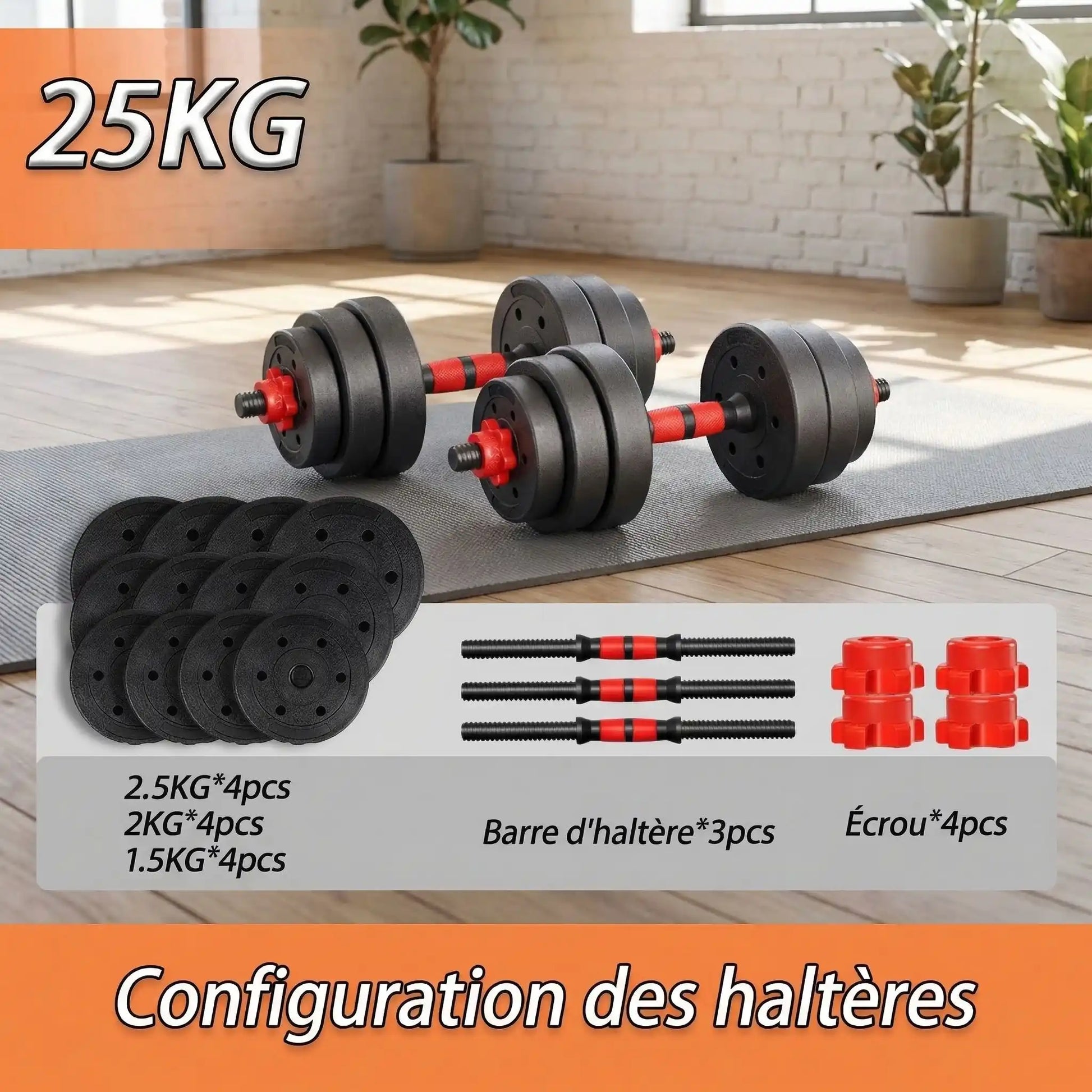 configuration des haltere reglable 25kg
