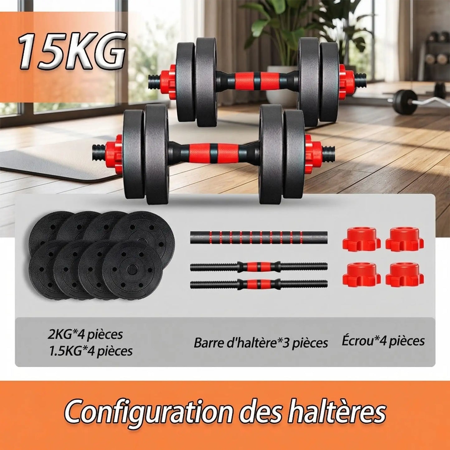 configuration  haltere  reglable 15 kg