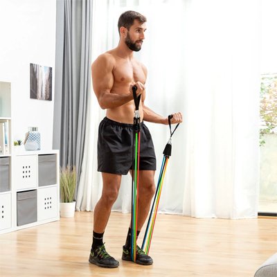 exercice biceps avec elastique musculation