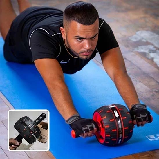 exercice visant abdos avec roue abdominale