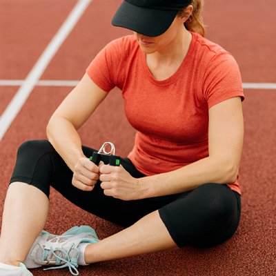 femme exercice avant bras avec  grip for hands 