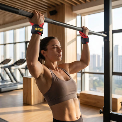 femme exercice de traction avec sangle tirage muscu