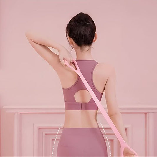 femme exercice dos avec élastique musculation