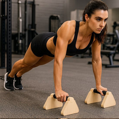 femme exercice pompe sur poignée pompe