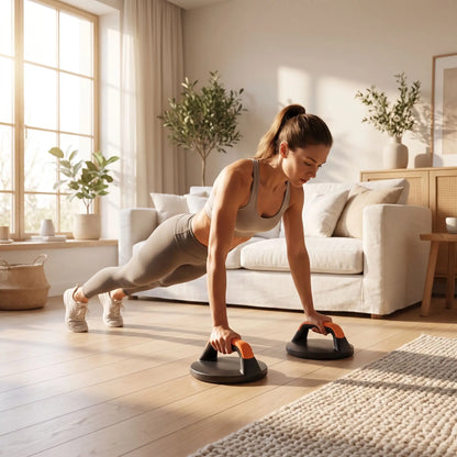 femme exercice pompe sur poignée pour pompes