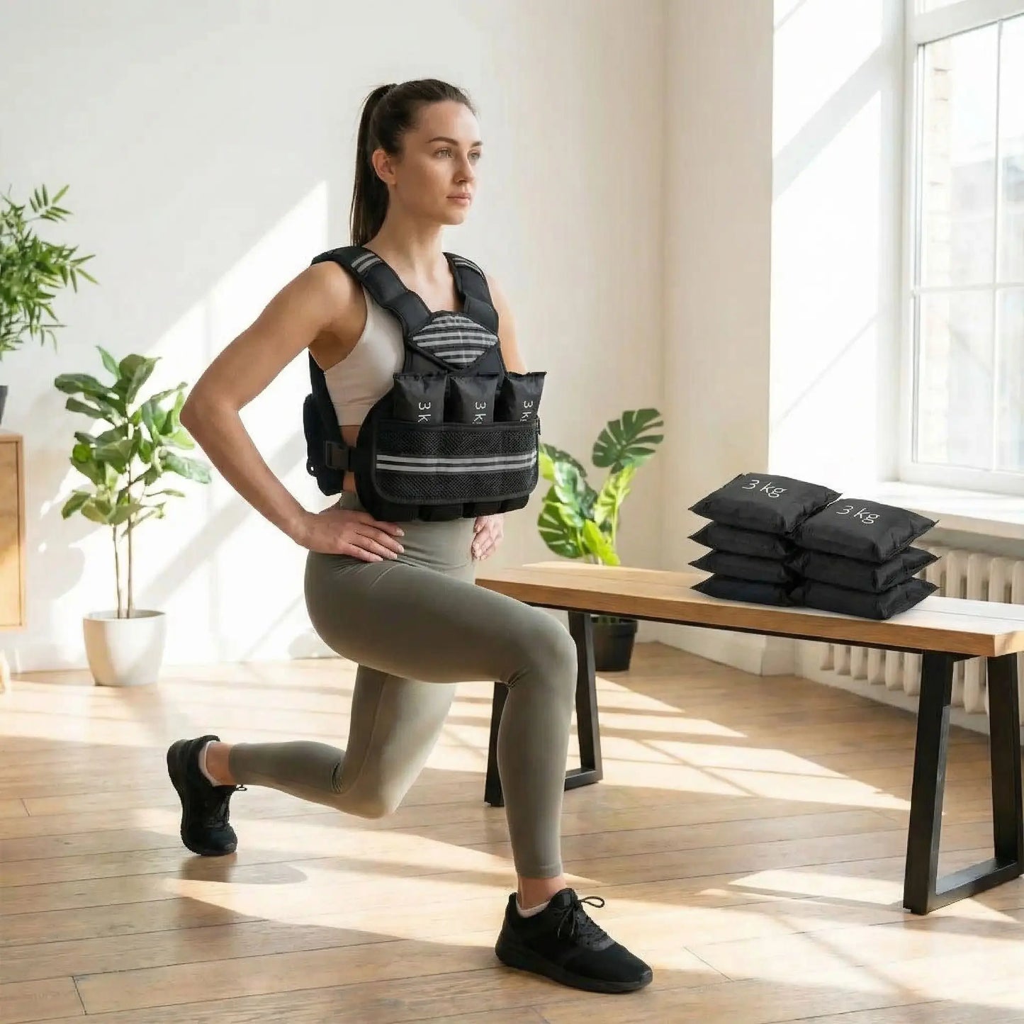 femme exercice resistance portant gilet leste