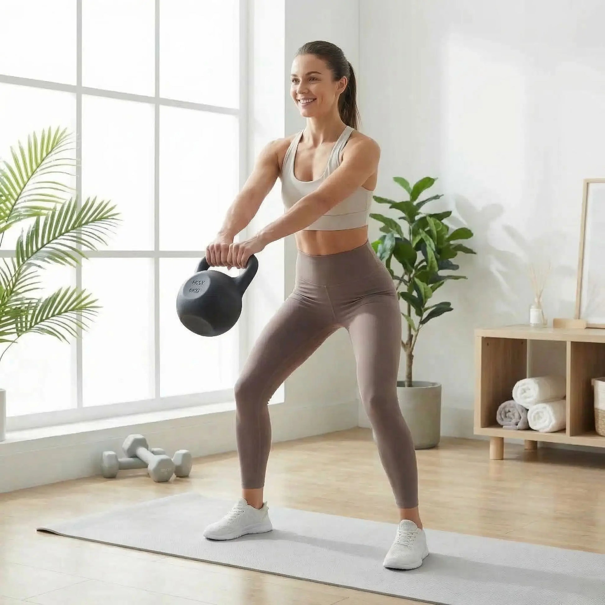 femme exercice swing Kettlebell