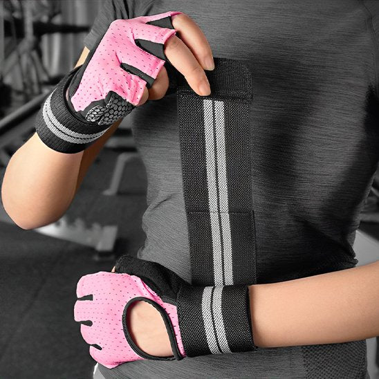 Gant pour musculation rose ajustable