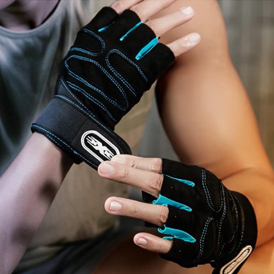 Gants pour la musculation bleu clair