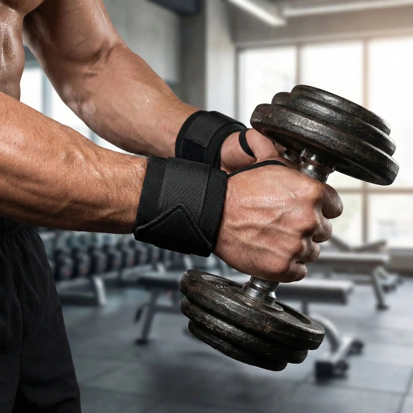 haltere soulevée avec bande de musculation poignet noire