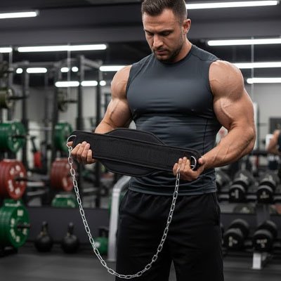homme avec ceinture de musculation​