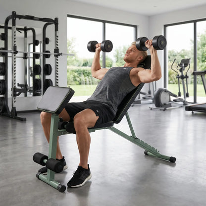 homme exercice poitrine sur banc de musculation complet