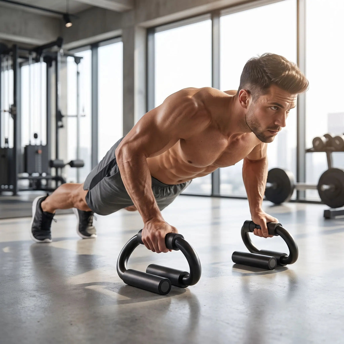 homme exercice pompe sur poignée pour pompe