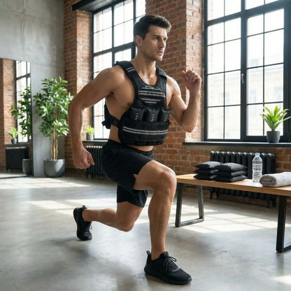 homme exercice résistance portant gilet leste