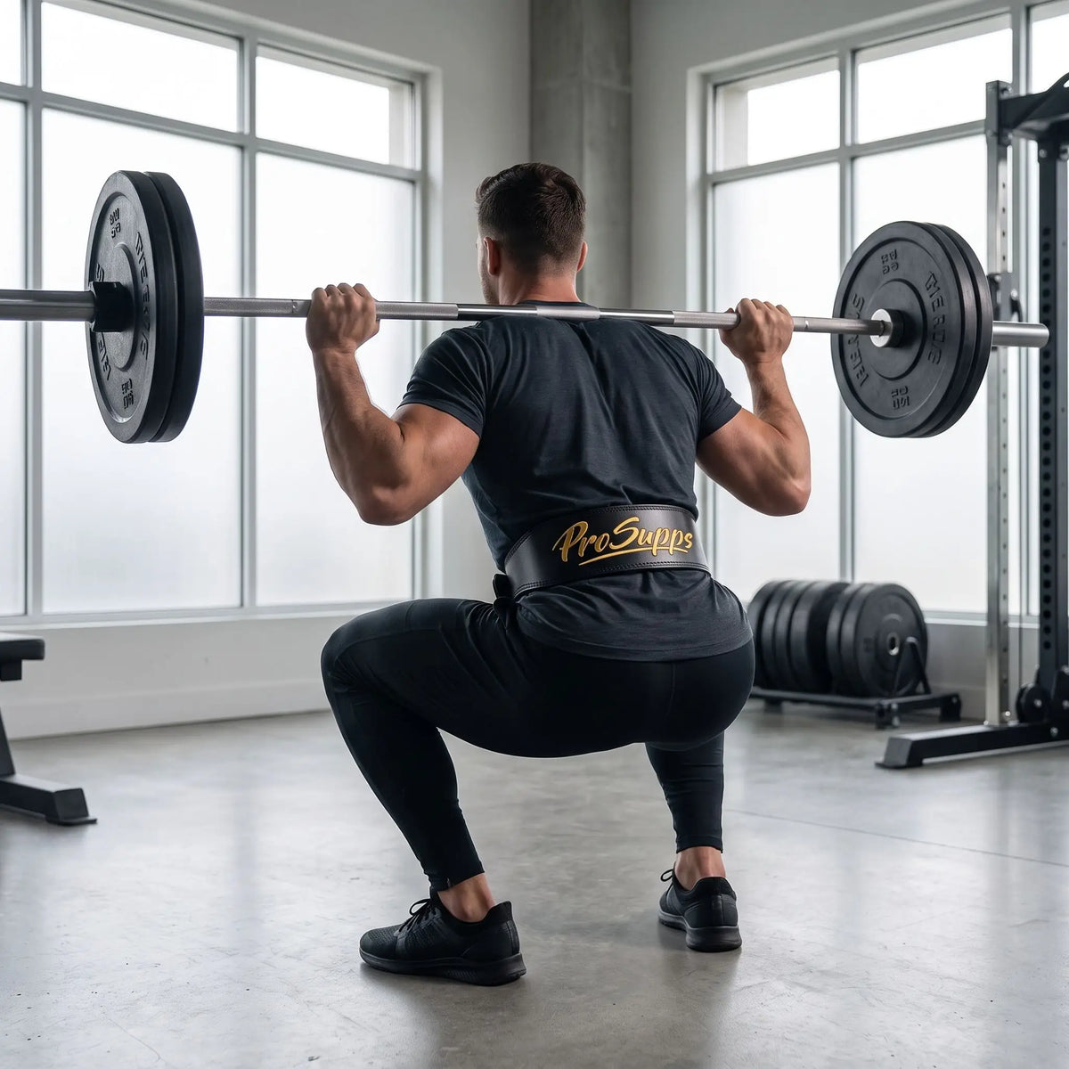 homme exercice squat portant ceinture de musculation