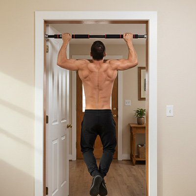 homme exercice sur barre de traction de porte