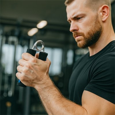 homme faisant exercice avec grip for hands