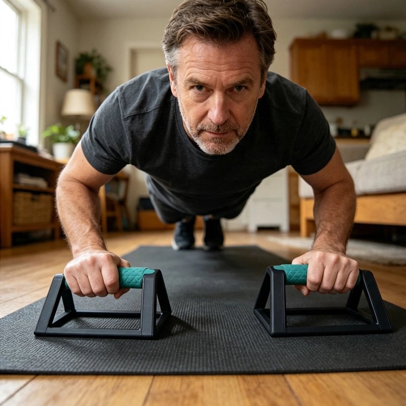 homme fait des pompes sur poignées à pompes