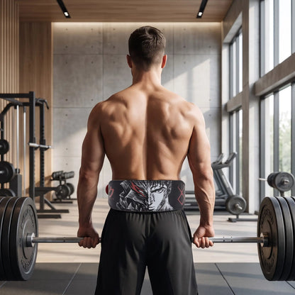 homme soulève poids portant ceinture de musculation noir