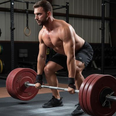 homme souleve de terre avec sangle de tirage