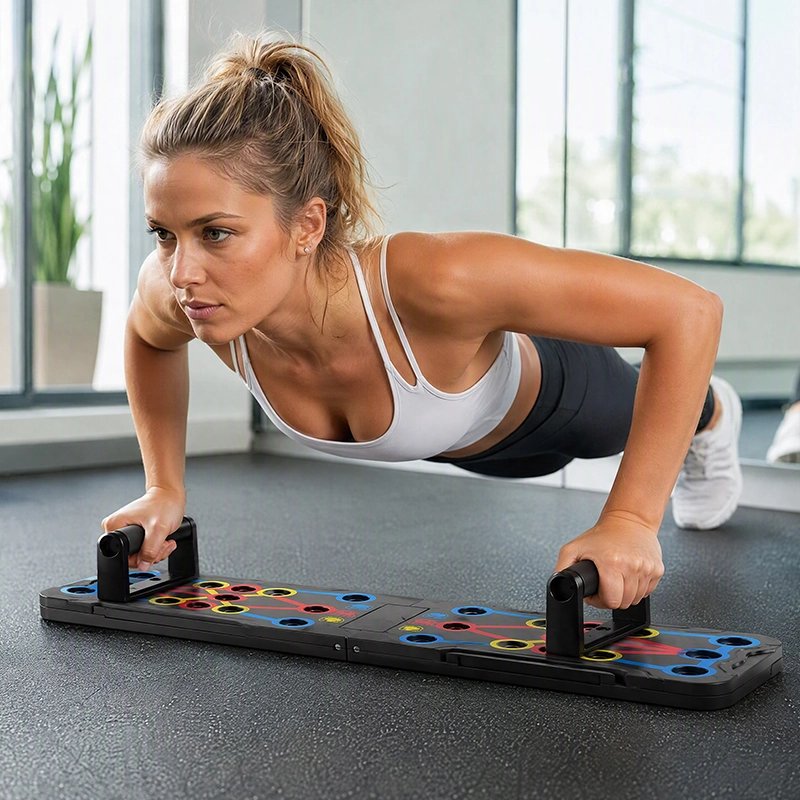 jeune femme exercice planche a pompe