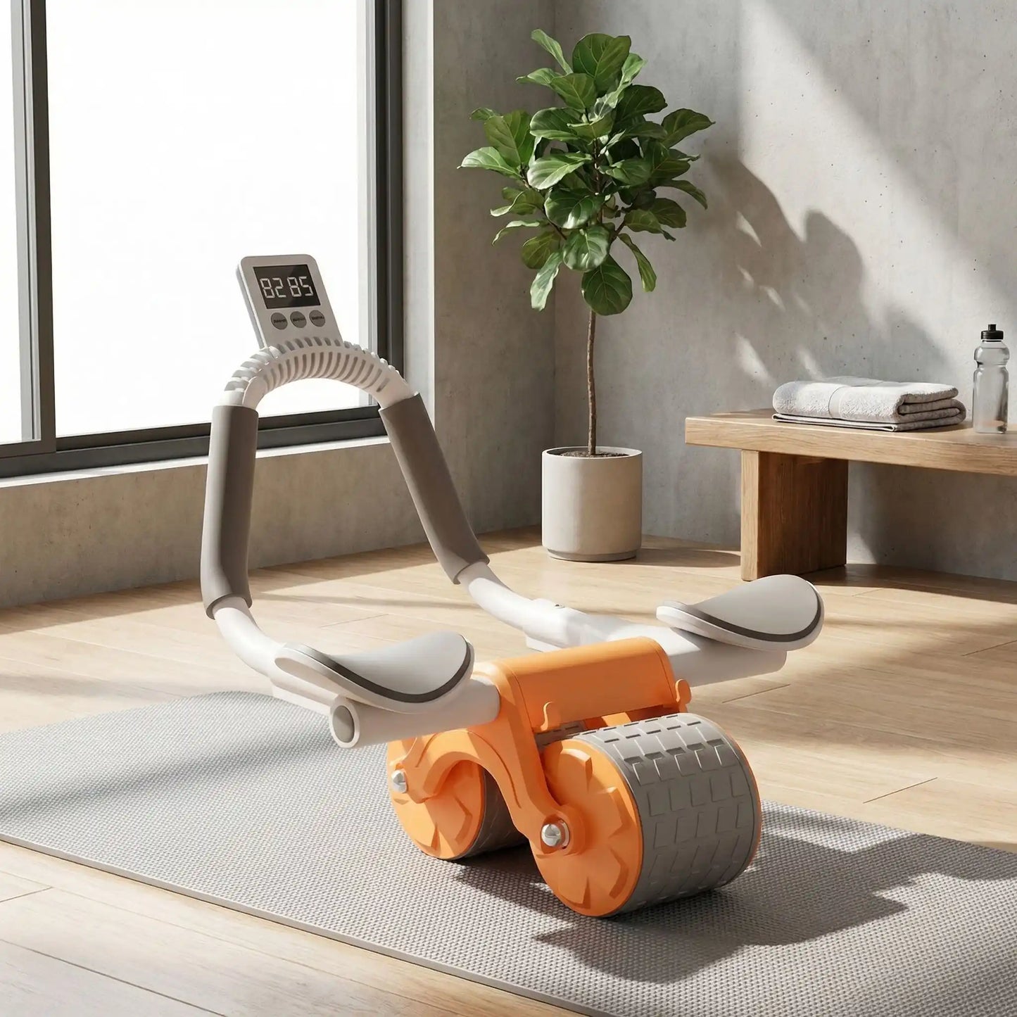 roue abdo orange avec support téléphone